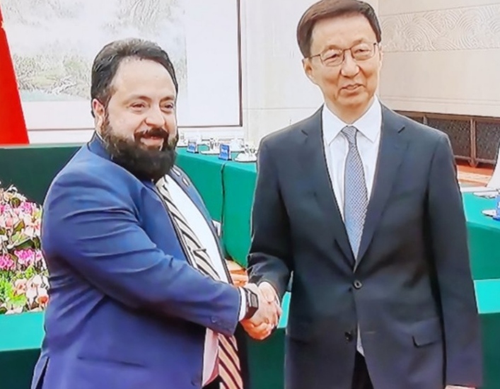 El vicepresidente chino Han Zheng recibió oficialmente al presidente del Poder Legislativo, Luis Redondo: China se compromete al desarrollo y modernización de Honduras.