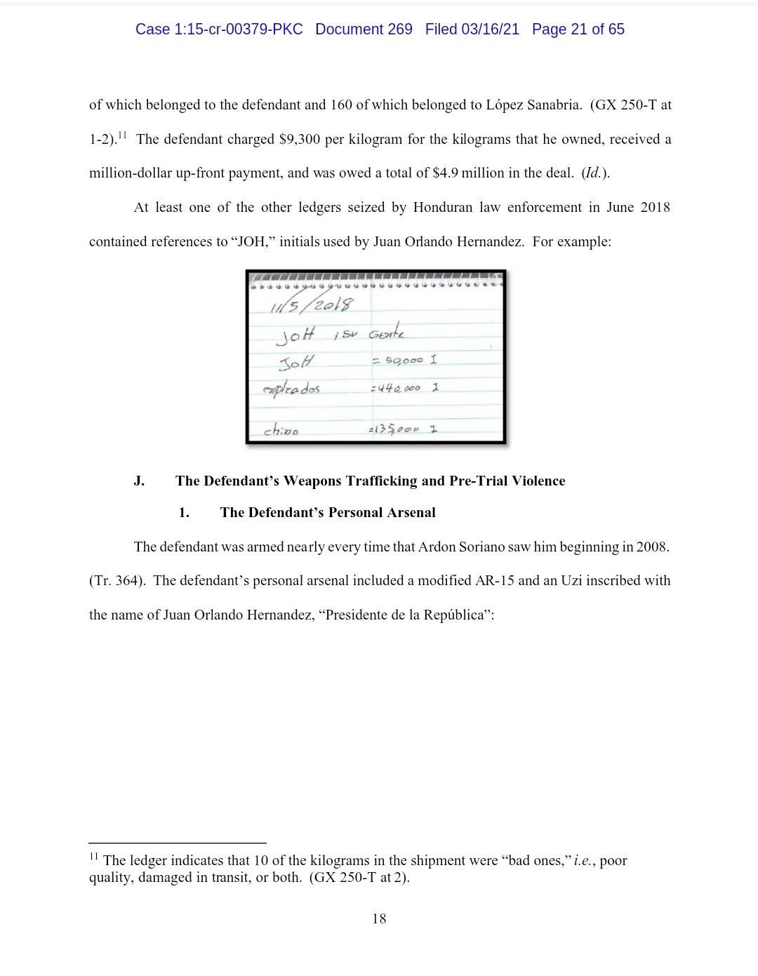 Narcolibretas: Documento oficial 269 de la Corte de Nueva York; así aparecen «JOH y Tony» en los documentos oficiales de las «narcolibretas»